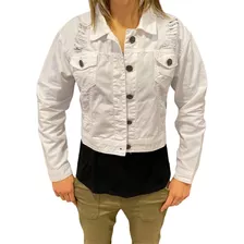 Campera De Jean Blanca Corta Con Roturas