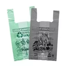500 Sacolas Plástica Biodegradável 48x55 Cinza Ou Verde