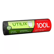 Saco Para Lixo Preto 100l 15un - Utilix