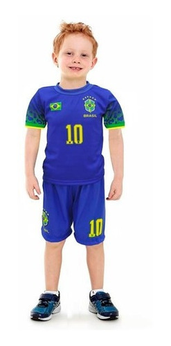 Camiseta E Calção Brasil Infantil Seleção Brasileira Copa