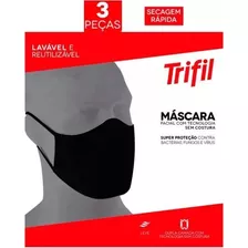 Máscara Tecido Lavável Dupla Preta (kit C/06 Unds) Trifil