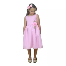 Vestido Infantil Rosa Claro Básico E Charmoso Promoção P101