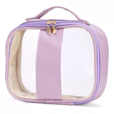 Bolsa Feminina Estojo Grande Sacola Transparente Impermeável Cor Lilás