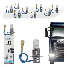 Kit 10 Lampada Halogena H3 3000k 24v Caminhao 70w Techone