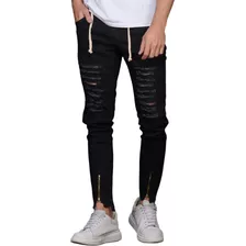 Calças Jeans Masculinas Rasgada Cordão Amarração 36 Ao 48