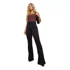 Calça Feminina Social Wide Leg Pantalona Cinto Canelado 3d