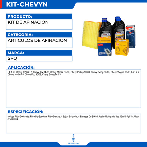 Kit De Afinacion Chevrolet Chevy C2 2004-2012 L4 1.6 Foto 4