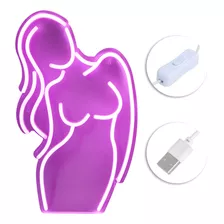 Letrero De Neón Modelo Mujer, Led, Alimentado Por Usb, Decor