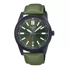 Reloj Casio Mtp-vd02bl-3e Of Local Barrio Belgrano Color De La Malla Verde Color Del Bisel Negro Color Del Fondo Verde