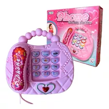 Brinquedo Telefone Musical Sons E Luzes Rosa Menina