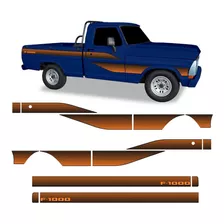 Adesivo Faixas Laterais Caminhão Ford F-1000 87/90 Laranja