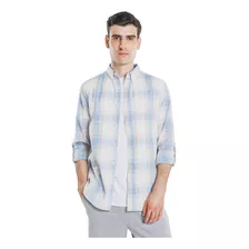 Camisa Manga Larga Cuadros C&a De Hombre