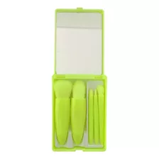 Set Juego De Brochas De Maquillaje Con Espejo Y Estuche Mini