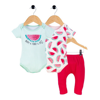 Kit Menina Baby Body/body/calça Estampado Elian