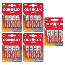 20 Pilhas Baterias Aaa Ourolux Zinco 3a - 5 Blister C/4