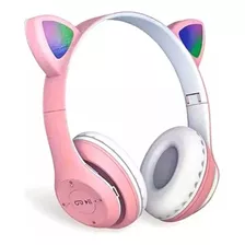 Fone De Ouvido Headset Gamer Ps4 Live Led Gatinho Pc Cel Usb Cor Rosa Cor Da Luz Vermelho