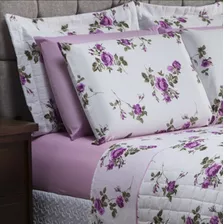 Jogo De Lençol Cama Queen 4 Peças Estampado Em Microfibra