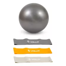 Mini Bola Overball Pilates + Mini Band C/ 3 Unid. Vollo 