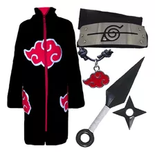 Manto Akatsuki + Bandana Vila Da Folha Renegada + Kunai + Su