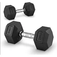 Mancuernas Hexagonales 20kg Dumbells Pesas Caucho Goma Gym