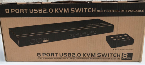 Switch Kvm 8 Puertos Vga Y Usb 2.0  Con Cables 