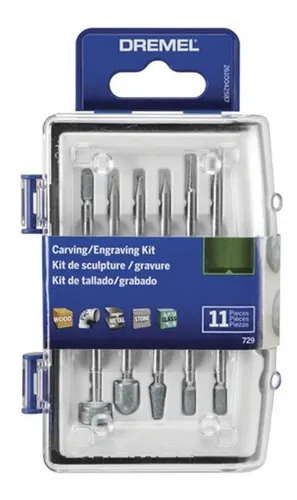 Set Tallado - Grabado Dremel 729 Madera Metal Vidrio 11 Pz