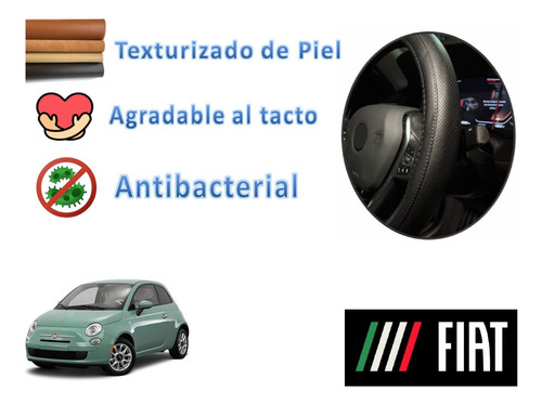 Respaldo Bolitas + Cubre Volante Piel Fiat 500 2012 A 2020 Foto 5