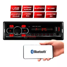 Rádio Mp3 Som Automotivo Fm Usb Bluetooth Chicote Iso 16 Via