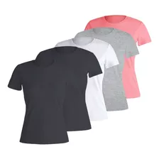 Pack X 5 Remera Basica Mujer Manga Corta Lisa 100% Algodon