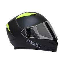 Casco Roda Elemental Negro Mate Cerrado Tomas Aire Neón Dot