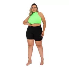 Conjunto Short E Cropped Cavado Plus Size Gola Alta