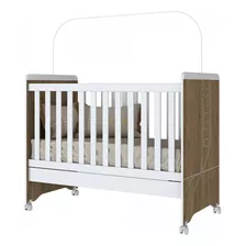 Berço Vira Mini Cama Pão De Mel Mdf Henn Branco Marrom