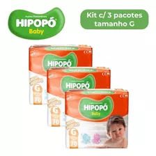 Kit 3 Pacotes De Fralda Hipopó Baby Tamanho G C/210 Fraldas