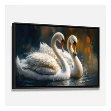 Quadro Grande Casal Cisnes Majestic - 103x153