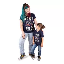 Camiseta Tal Mãe Tal Filhos Rock Guitarra Power Marinho