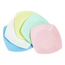 Platos Plásticos Cuadrados - Colores Pastel (10 Unid)