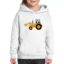 Moletom Infantil Trator Pá Carregadeira Amarelo Blusa Frio