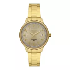 Relógio Orient Feminino Dourado Strass Calendário