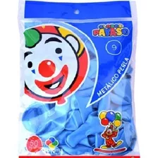 Bolsa De Globos Payaso Metálicos 50pz Azul Perla Latex #9