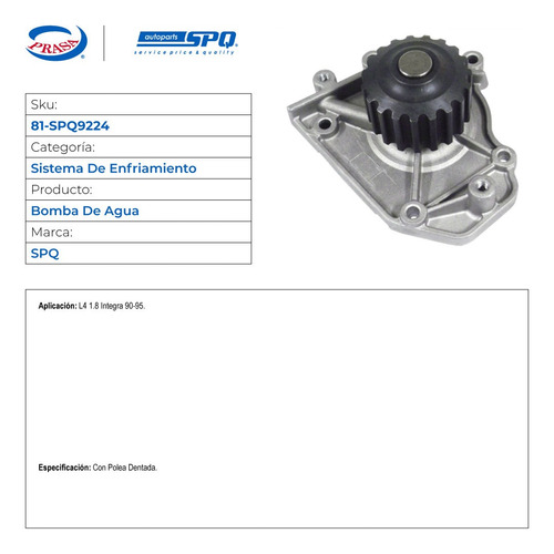 Bomba De Agua Acura Integra 1990-1993 L4 1.8 Foto 2
