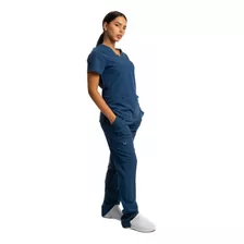 Conjunto Médico Enfermero Dama Uniforme Elastizado Azul