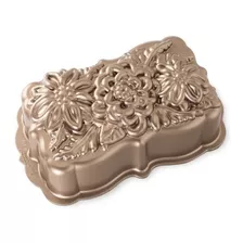 Molde Para Torta Bizcochuelo Wildflower Loaf Nordic Ware® Color Dorado