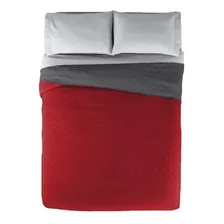 Edredon Novo Rojo Gris Individual + Cubre Colchon Bora