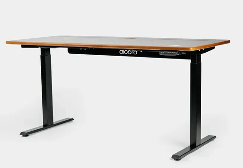 Mesa Regulagem De Altura Giodesk Pro 200x80 - Giopro Nero E Madeira