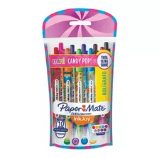 10 Boligrafos Color Paper Mate Candy Pop Mini Lapicera Color De La Tinta Rojo Color Del Exterior Cristal