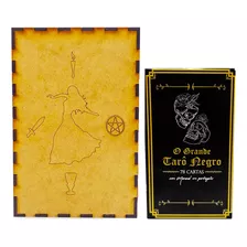 Kit O Grande Tarot Negro 78 Carta E Porta Tarô Caixa Madeira