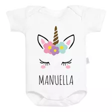 Body Baby Personalizado De Unicórnio (com Nome)