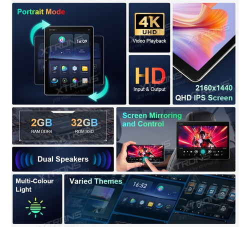 Pantalla 12.1 Rotable Android Cabecera Tablet 4k Wifi Apps Foto 2