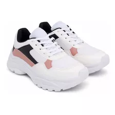 Tênis Feminino Branco Chunky Sneaker Casual Lançamento