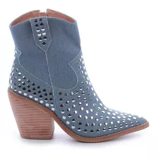 Bota Country Feminina Cano Curto Jeans Tendencia Damannu